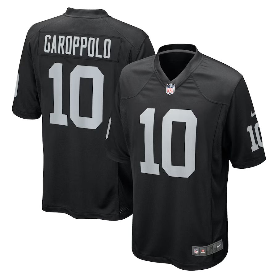 Men Las Vegas Raiders 10 Jimmy Garoppolo Nike Black Game Player NBFL Jersey